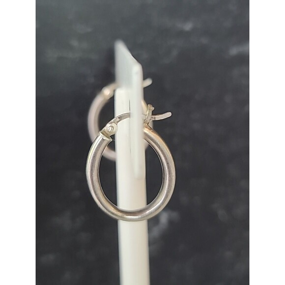 Unbranded Jewelry - 925 Sterling Silver Oblong Hoop Pierced Earrings Vintage